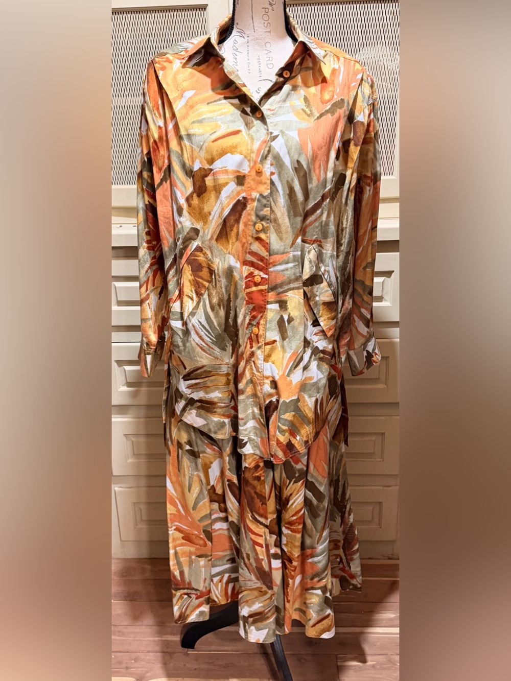 Vintage 80s Escada Margaretha Ley Tropical Cotton Blouse & Skirt Set